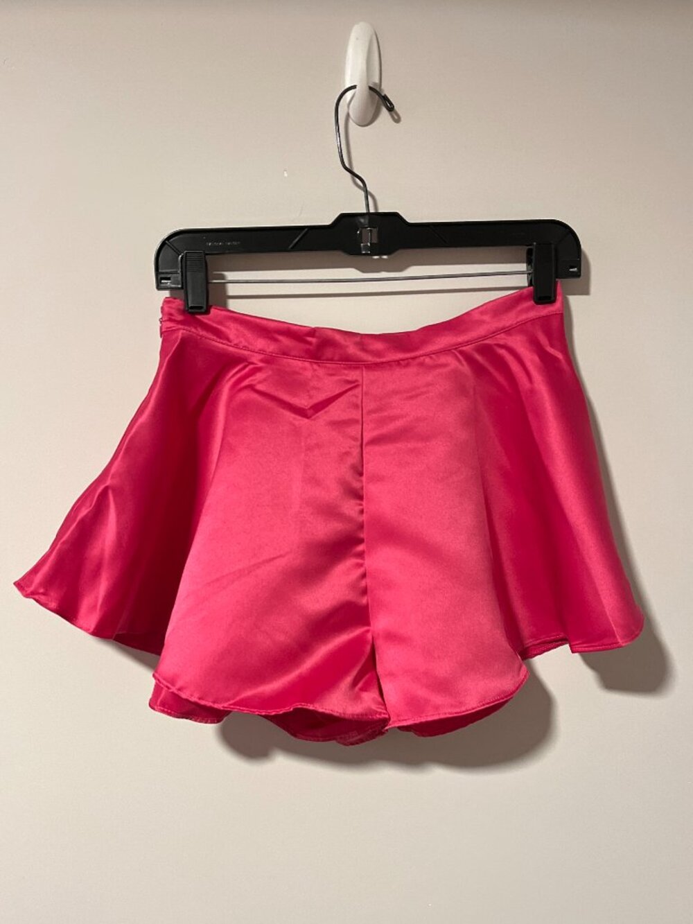 Hot Pink Satin Flared Shorts Shein Womens 6 Tap Pants Skirt Skort Coquette Y2K